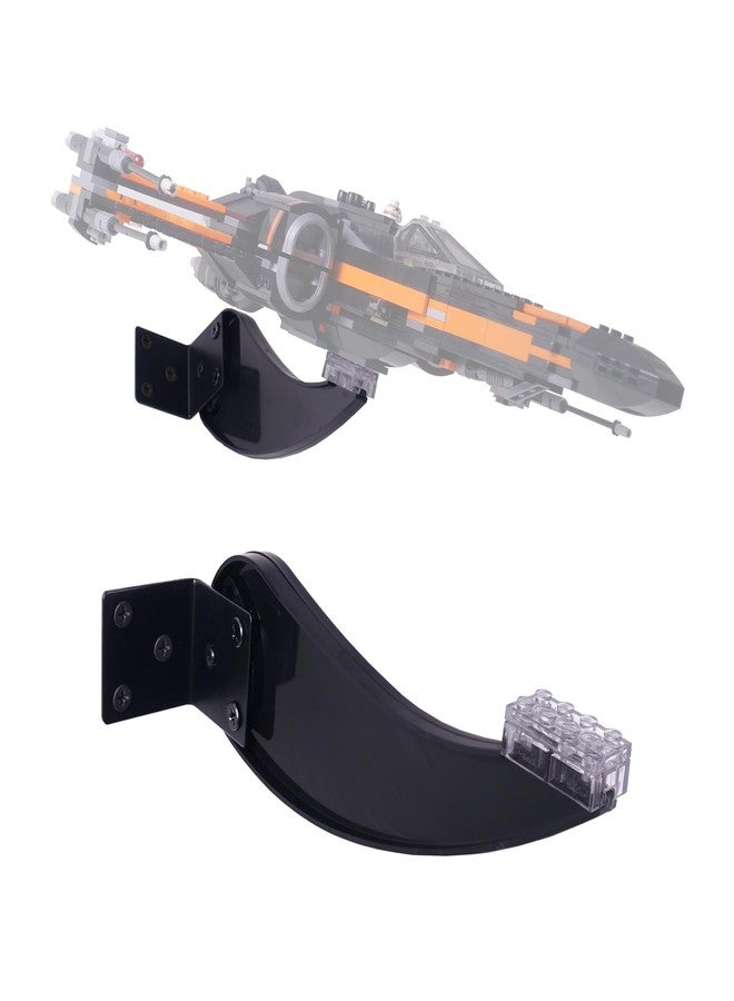 BrickVisions حامل جداري لمجموعة LEGO 75393 75301 75102 طائرة X-wing، مجموعة 75316 طائرة Mandalorian، مجموعات 75375 75376 75404 75405، لمجموعات بناء الطائرات وغيرها. حامل بزاوية قابلة للتعديل، حامل جداري فقط. - Image 1